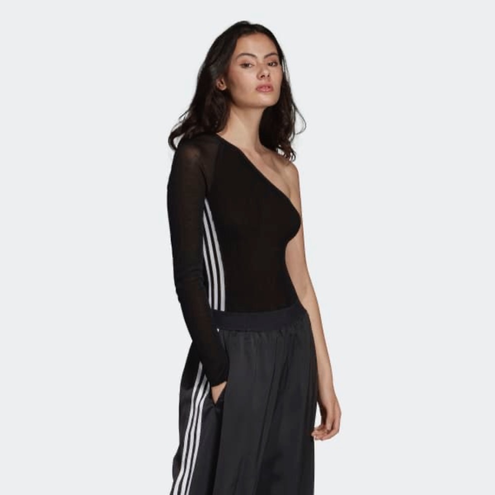 NWT ADIDAS KNIT ONE SLEEVE BODYSUIT BLACK - Picture 2 of 5